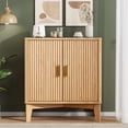 thumbnail image 4 of FANRAL 30" Wide Fluted Sideboard Buffet Cabinet with 2 Doors,Adjustable Shelves,X-Shaped Base Mid Century Modern Storage for Kitchen Living Room Dining Room,Natural Oak Storage Cabinet, 4 of 8