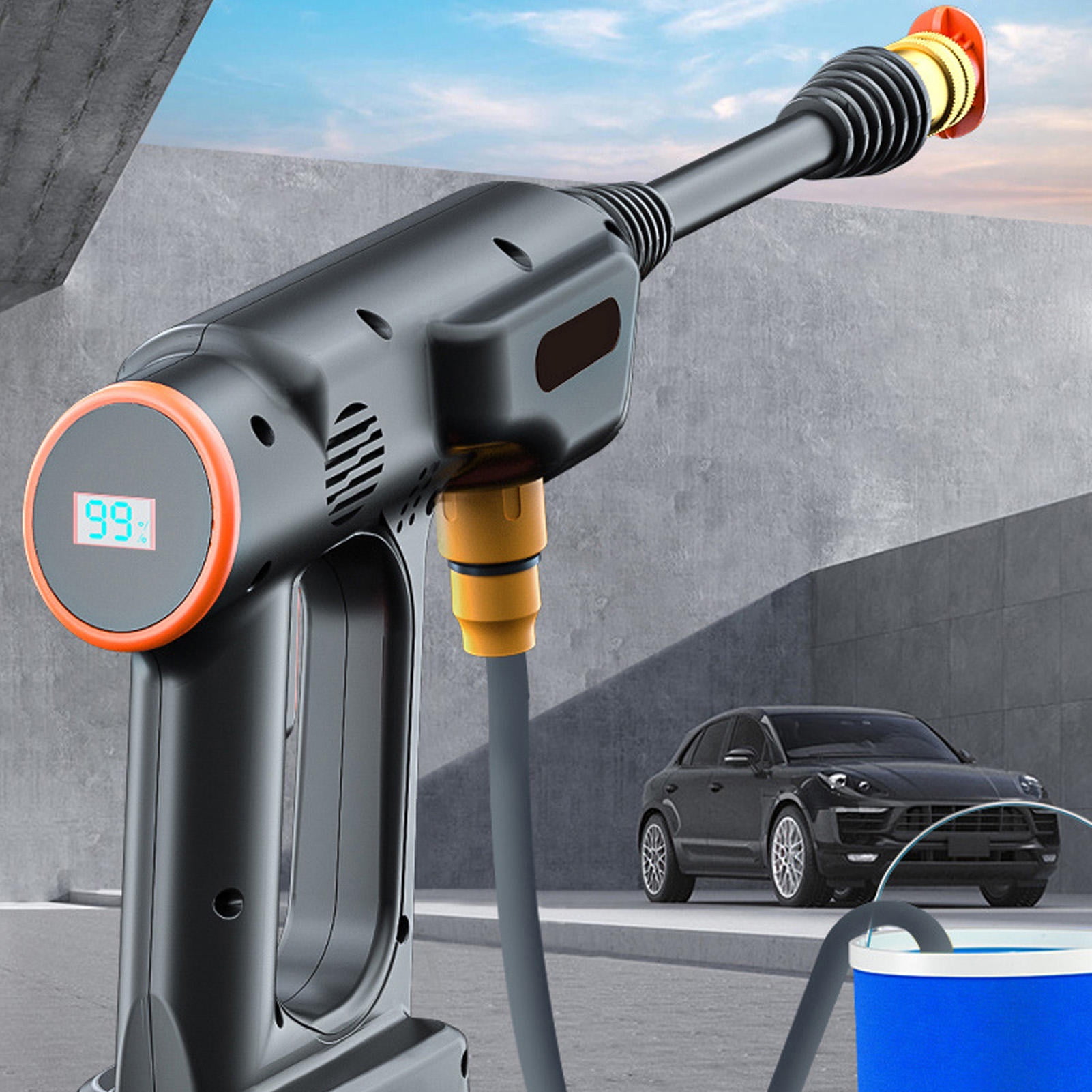 YAHHU Cordless 900 PSI 24,000 RPM Pressure Washer – 6‑in‑1 Nozzle, 2.4 GPM, Battery Level Display, Portable for Cars, Plants & Home Cleaning