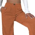 thumbnail image 2 of Women Casual Trousers High Waist Straight Leg Loose Comfortable Pure Color Women Casual Pants Orange 2XL, 2 of 5