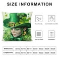 thumbnail image 5 of JEUXUS  Happy St Patricks Day Lucky Charm Blessed Throw Pillow Covers Shamrock Hat Clover Vase Decorative Pillow Covers Bow Stripes Decoration for Sofa Couch, 5 of 5