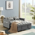 thumbnail image 6 of Holaki Small Velvet Convertible Loveseat Sleeper Sofa Couch with Adjustable Backrest, 2 Seater Sofa With Pull-Out Bed with 2 Lumbar Pillows For Small Living Room & Apartment, Gray, 6 of 8