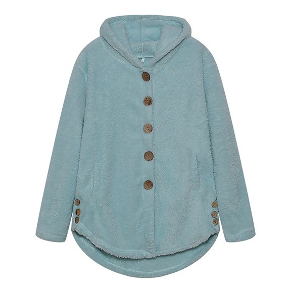 OKBOP Sweater for Women,Women Fashion Button Plush Tops Hooded Loose Cardigan Wool Winter Coat Winter Jacket