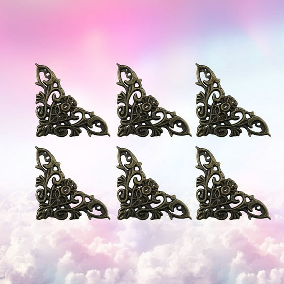 Supvox 12Pcs Wooden Box Corner Protector Coffee Color with Rattan Carved Design for Decoration