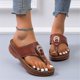thumbnail image 3 of Chanclas para mujer, sandalias con tiras, toboganes, playa de verano, zapatos de cuña informales, zapatillas/39/marrón Afortunado Sencillez, 3 of 5