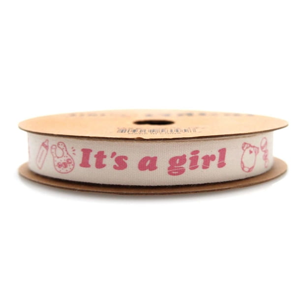 Its A Girl Baby Shower Cotton Ribbon, 5/8inch, 10yard