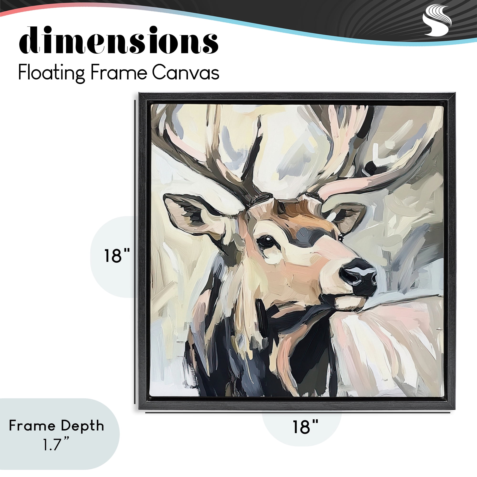 Stupell Industries Neutral Bull Elk Portrait Black Framed Floater Canvas Wall Art, design by Tina LeCour