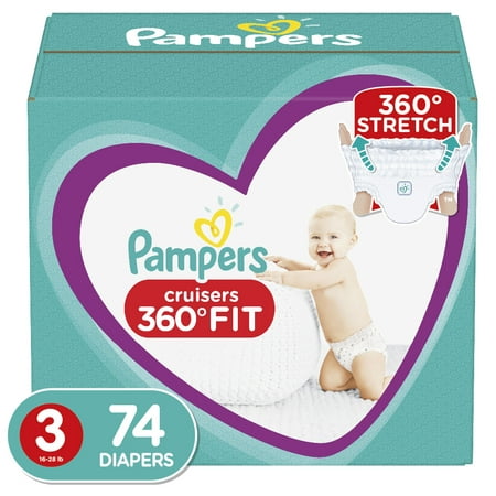Pampers Cruisers 360 Fit Active Comfort Diapers, Size 3, 74 Ct