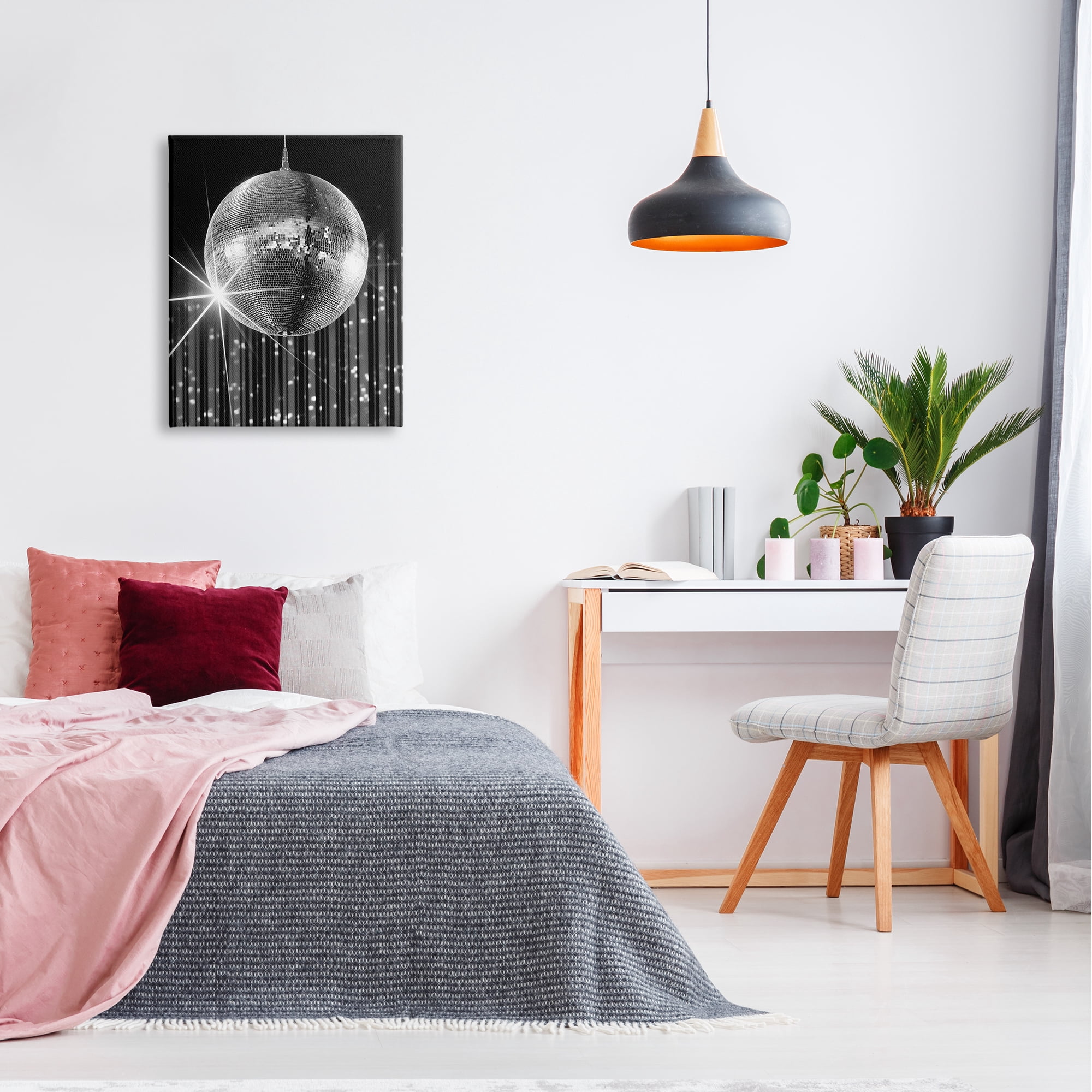 Stupell Industries Black Disco Ball Literature & Flim Photography Gallery Wrapped Canvas Art Print Wall Art, 24 x 30