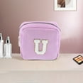 thumbnail image 5 of Unique Bargains 1 Pc Letter U Pattern Makeup Bag for Travel Pink Purple Corduroy, 5 of 6
