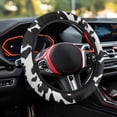 thumbnail image 3 of Uorisanigo Cow Print Car Wheel Cover for Women Black Fuzzy Steering Wheel Cover for SUV Vehicle Sedan Soft Car Steering Wheel Protector for Winter Thicken Car Accessories Gift for Wife, 3 of 8