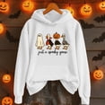 thumbnail image 2 of Halloween Sweatshirt for Women Just A Goose Womens Mens Halloween Printed Pullover Hoodie Long Sleeve Solid Color Sweatshirt With Front Pocket For Autumn Winter Casual Wear White L, 2 of 4