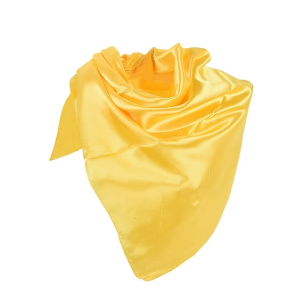 HJYCHN Women Fashion Satin Square Head Scarf Lightweight Neckwear Bandana Neckerchief Hair Accessory Yellow One Size
