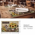 thumbnail image 3 of Placemats 1 Pack, Farmhouse Sunflowers Woven Placemat, Linen Place Mats for Kitchen/Dining Tables, Western Star Vintage Sparrows Washable Table Mats for Party, 3 of 8