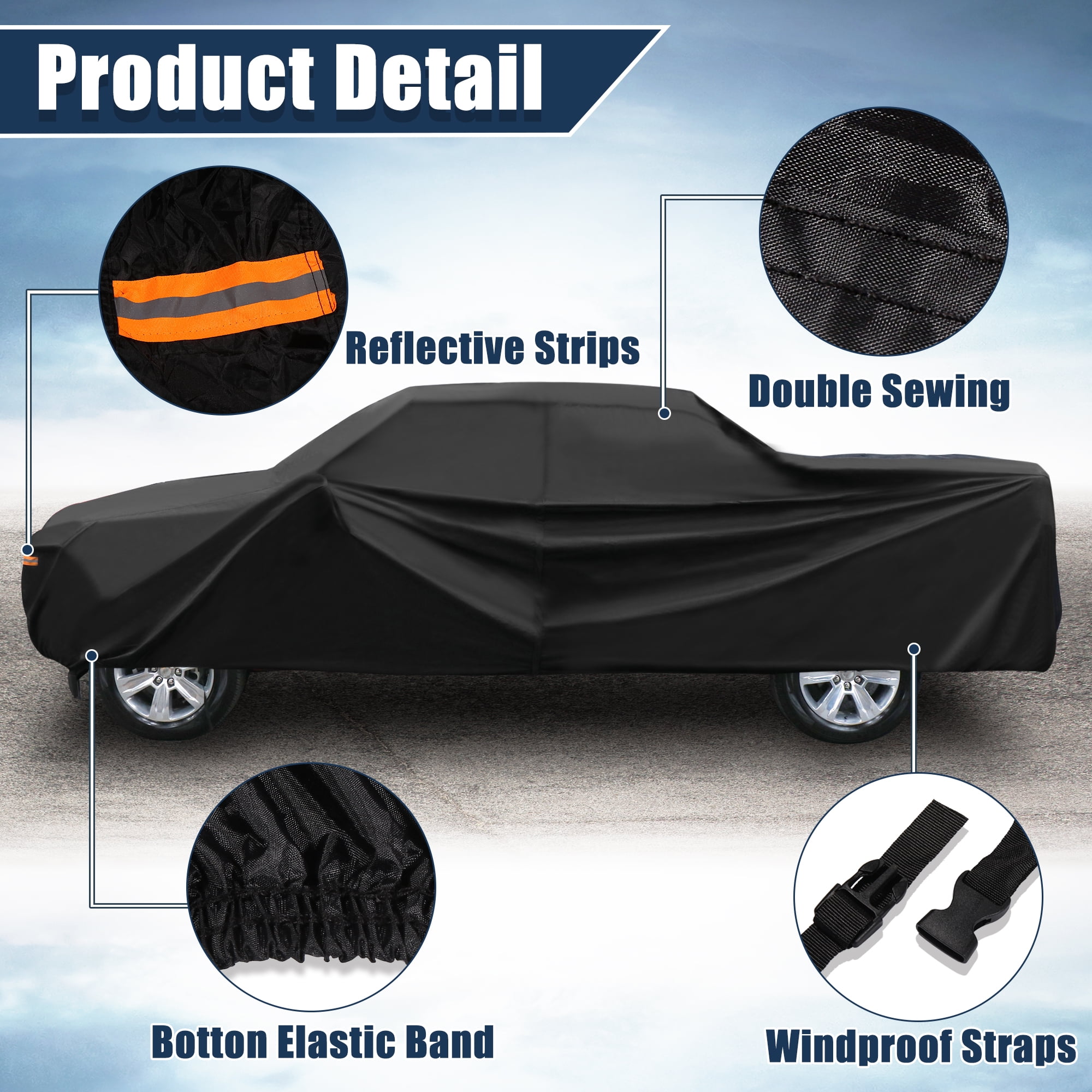 Unique Bargains Pickup Truck Cover for Toyota Tacoma Crew Cab Pickup 4-Door Waterproof