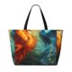 thumbnail image 2 of Fotbe Red And Blue Fire Peacock Bolsa de Viaje para Playa - Resistente al Agua, Bolsa Tote de Gran Capacidad y Ligera con 7 Bolsillos para Mujeres y Hombres, 2 of 7
