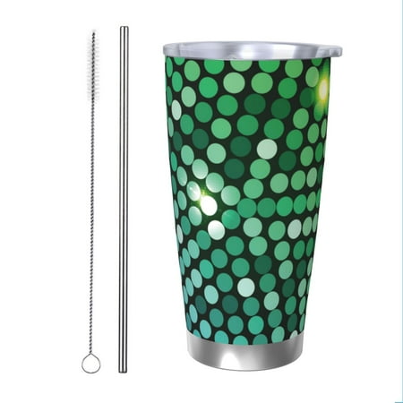 

Matuu Green Disco Lights for 20oz Durable Thermal Cups Keep Drinks Cold and Hot Insulated Car Mug with Lid-Straw Two-piece Set