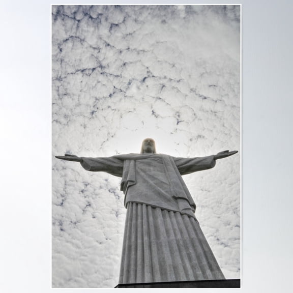 Cristo Redentor With Aureole, Corcovado - Rio De Janeiro Poster Wall Art, Modern Wall Decor For Living Room Bedroom, 16x24 UNFRAMED