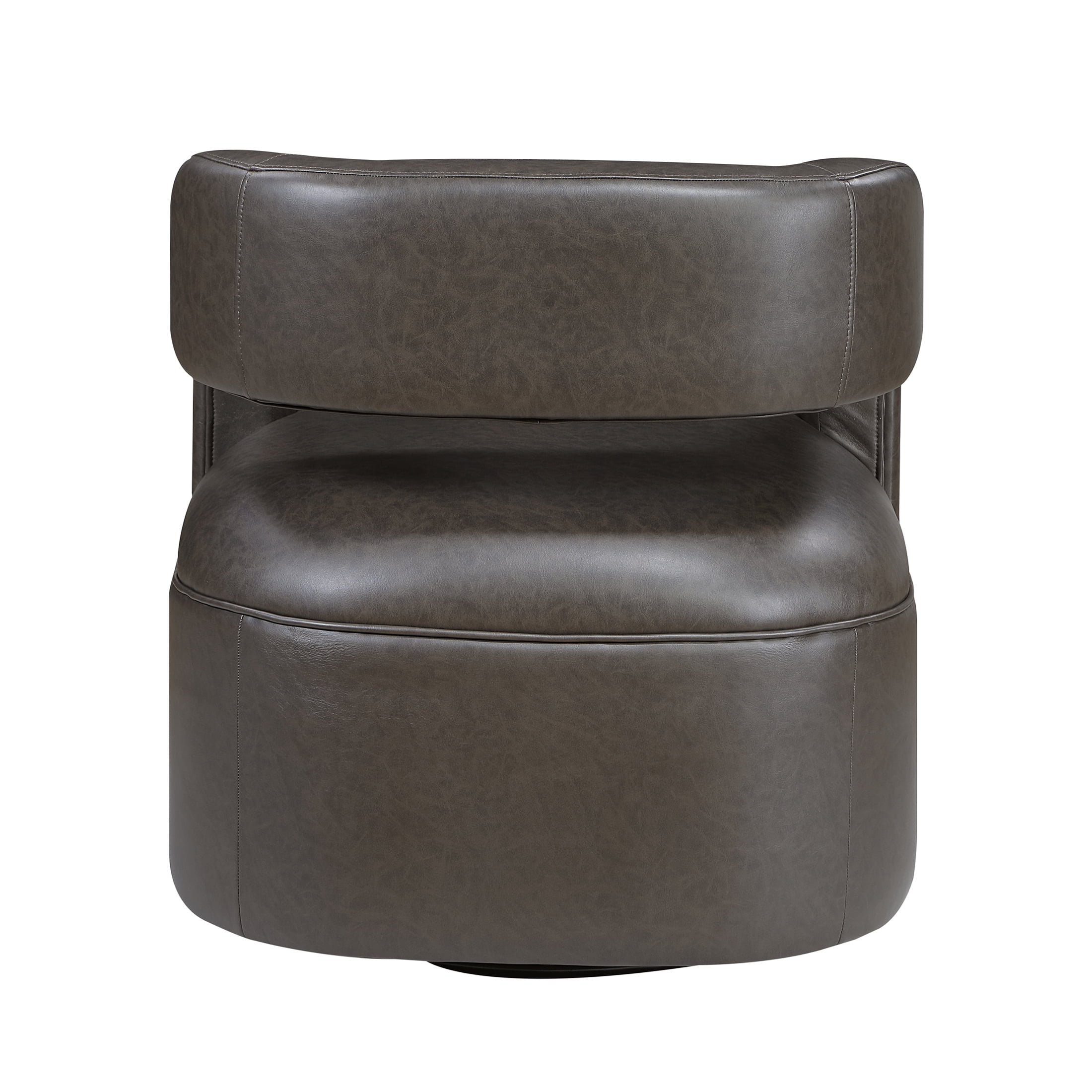 OakvillePark Azura Faux Leather BarrelSwivel Chair, Dark Coffee