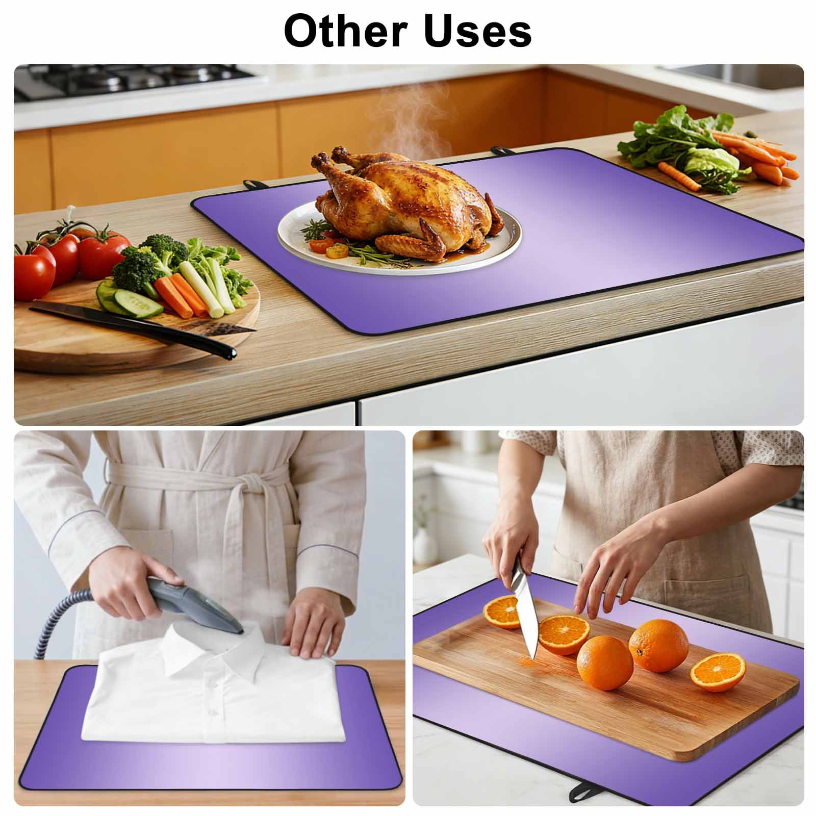 Purple Ombre Stove Top Cover for Electric Stove, Heat-proof & Non Slip Glass Top Stove Cover Protector, Modern Gradient Abstract Art Kitchen Flat Cooktop Rubber Mat 24x21 Inches