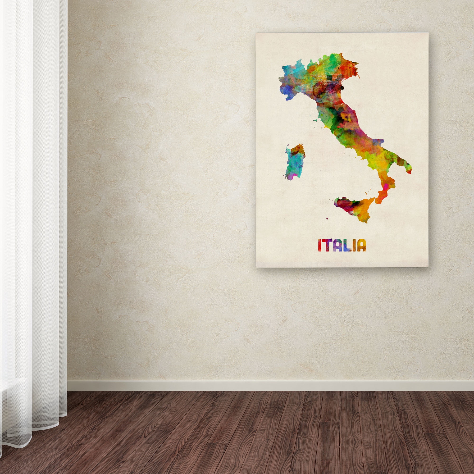 Trademark Fine Art "Italy Watercolor Map" Canvas Art by Michael Tompsett