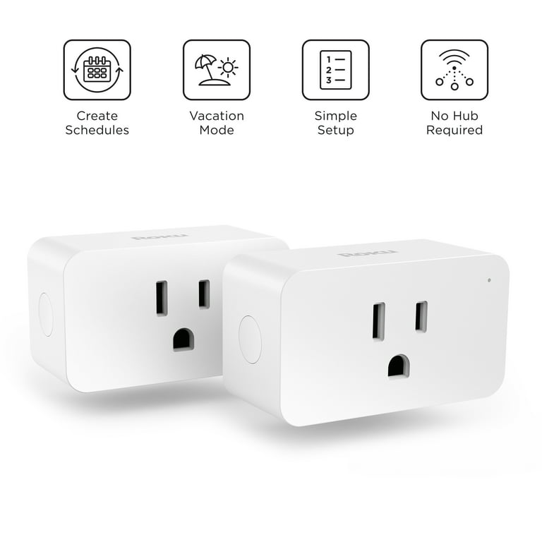 Roku Smart Home Indoor Smart Plug SE (2-Pack) 15 Amps with Custom  Scheduling, Remote Power, and Voice Control