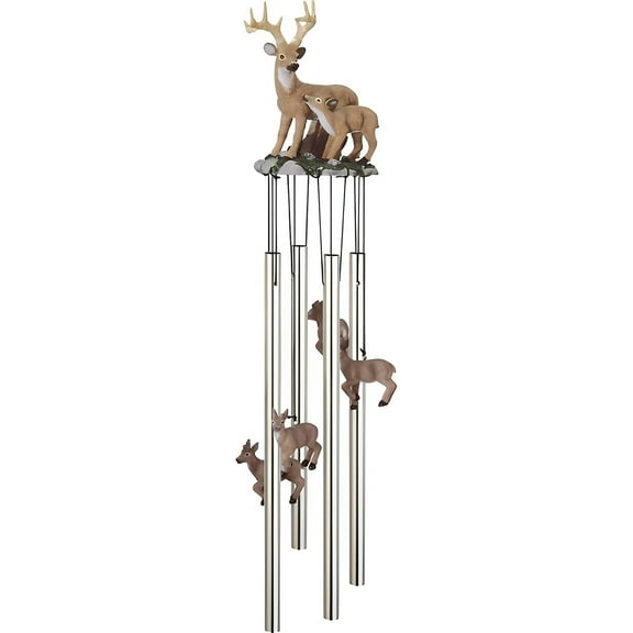 FC Design 23" Long Deer with Fawn Round Top Wind Chime Statue Sculpture Ornament Decoration Home/Room/Garden Decor and Unique Gift Ideas for Housewarming, Holidays and Birthdays