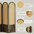 thumbnail image 5 of 4 Panel Rattan Room Divier, Room Divider Panel and Folding Privacy Screens, Room Divider Wall, Solid Wood Frame, Partition Room Dividers, Bedroom, Dining Room, Lounge, Dark Brown, 5 of 18