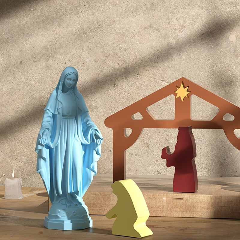 2PCS-European Statue Candle Mold - 3D Virgin Mary Praying Woman Silicone Mold - Great for Resin, Concrete, Plaster and Epoxy - Home Decor Wax Tools