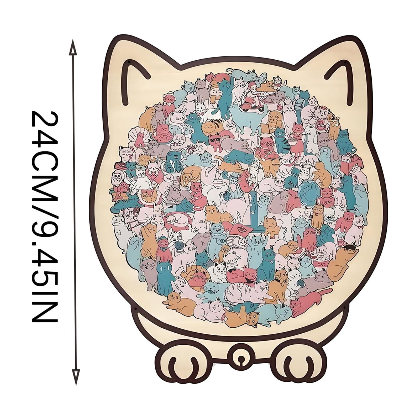 135-Piece Morandis-Colored Cat Shaped Wooden Jigsaw Puzzle