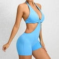 thumbnail image 2 of Women Sleeveless Halter Neck Unitard Bodycon Workout Yoga Short Jumpsuit Tank Romper Solid Color Playsuit Seamless One Piece Gym Bodysuit Backless Butt Lifter Shapewear, 2 of 7