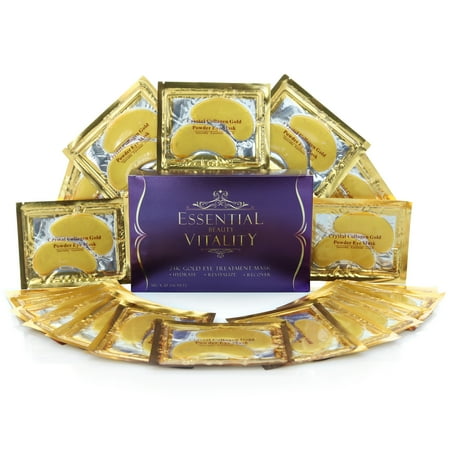 24k Gold Eye Mask - with Collagen (20 Pairs), Treatment for Puffy Eyes, Dark Circles, Under Eye Bags, (Best Gold Eye Mask)