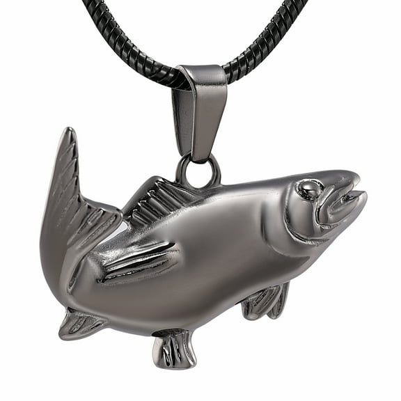 Cremation Jewelry for Ashes Fish Urns Necklace for Men Women Memorial Keepsake Jewelry Fish Hook Ashes Pendant for Pets/Human