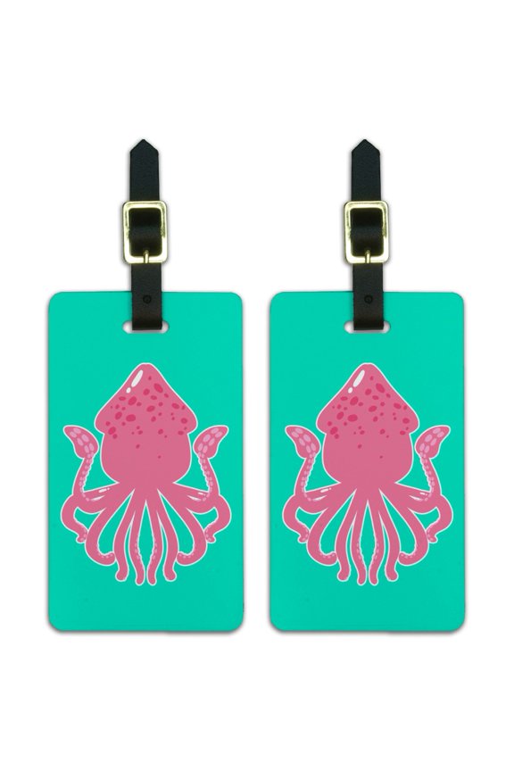 Cute Squid Tentacles Ocean Luggage ID Tags Suitcase Carry-On Cards - Set of 2