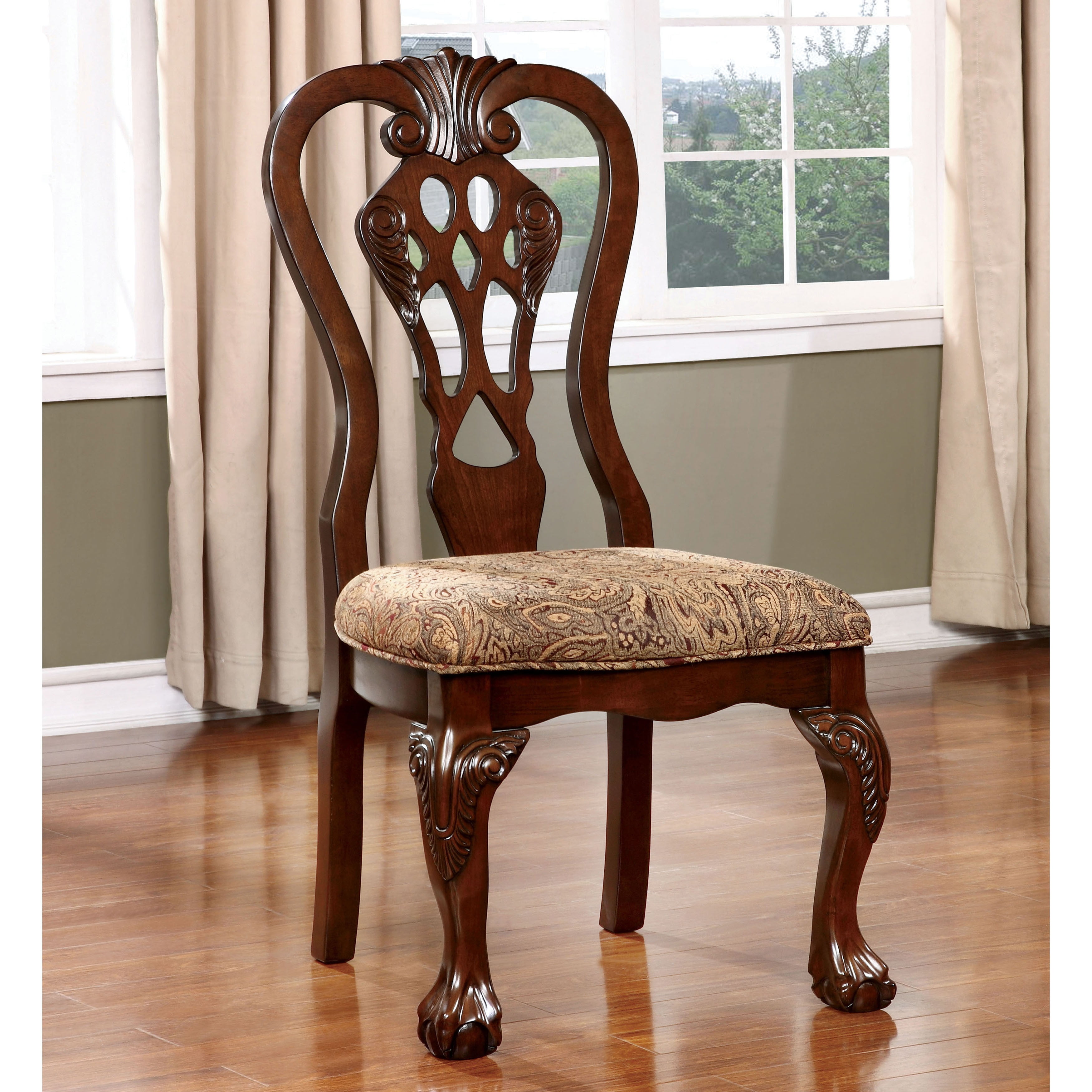 Furniture of America Carpia Formal Brown Cherry Dining Chair (Set of 2