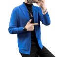 thumbnail image 2 of Chaquetas de punto para hombre, abrigo de suéter de color sólido para hombre, cuello en V, cárdigan suave de piel de conejo, prendas de vestir exteriores, 2 of 5