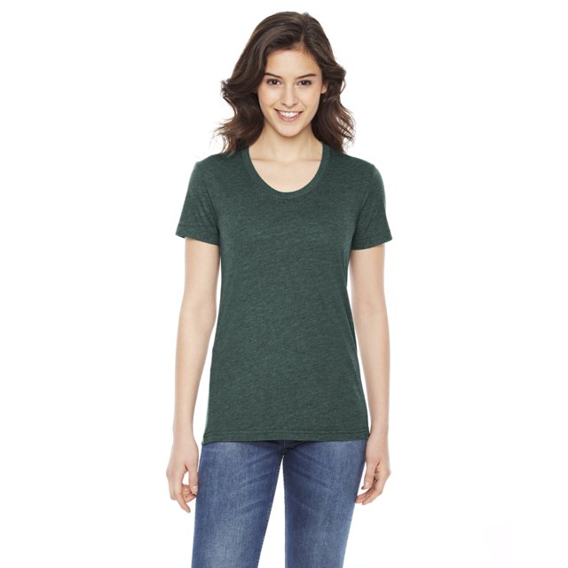 Cuello redondo de manga corta de polialgodón para mujer American Apparel HEATHER FOREST M BB301W