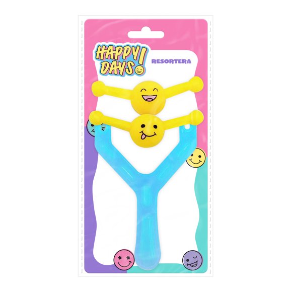 Resortera Prichos Happy Days! Color Azul de Plástico y Goma 3 Piezas por Empaque