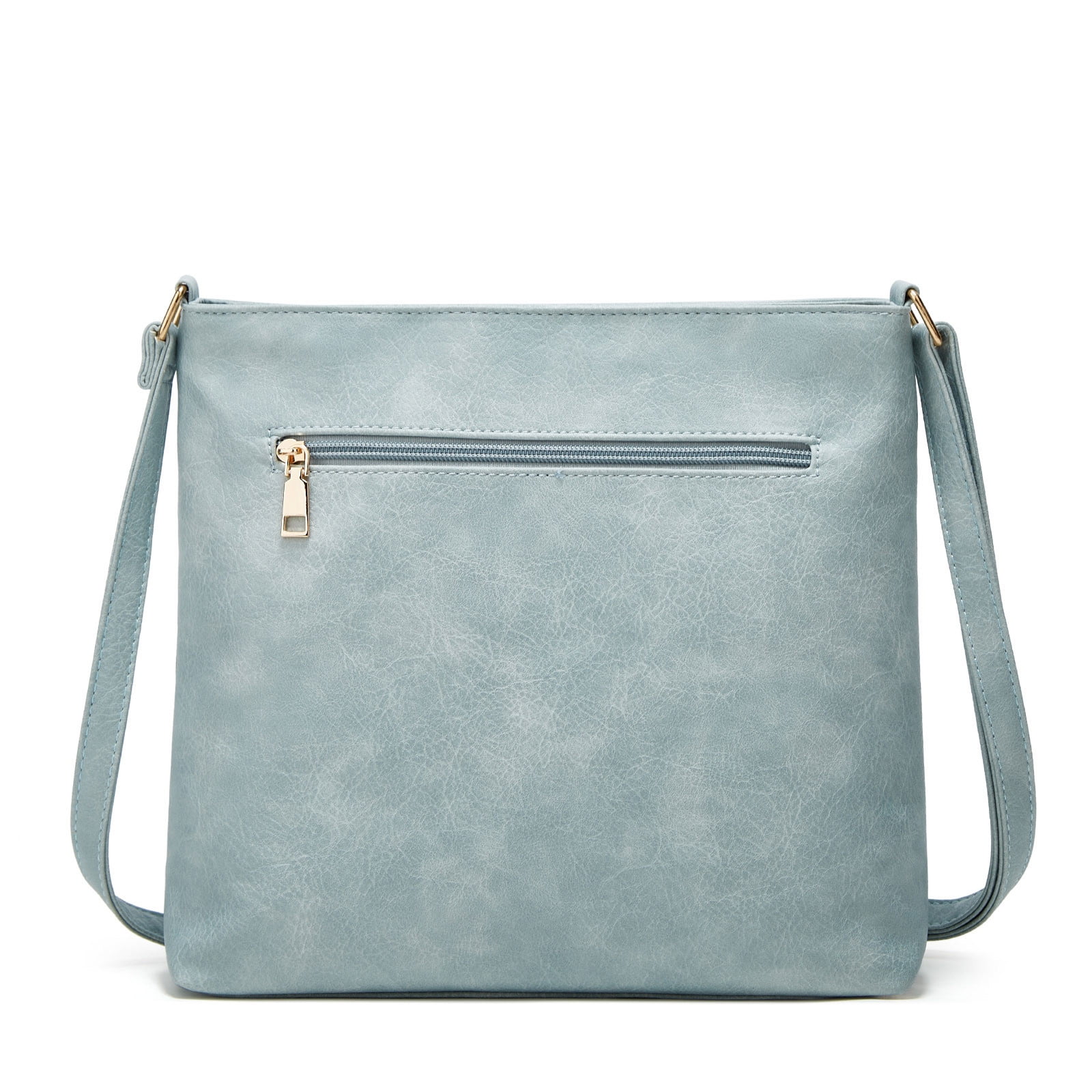 Mepaouo Vegan Leather Crossbody Bags for Women Shoulder Handbag Purse with Zipper Pockets(Blue)