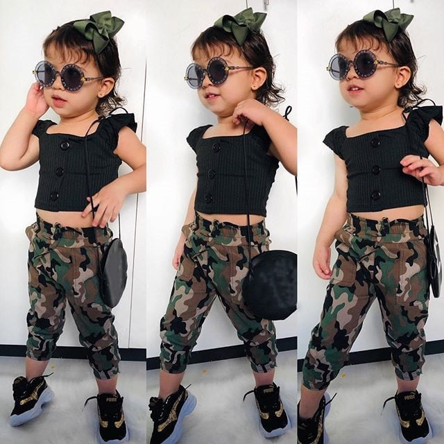 For 1-4 Years old,DIGOOD Baby Boys Girls Fashion T-shirt+Pants 2Pcs Camouflage Outfits Set