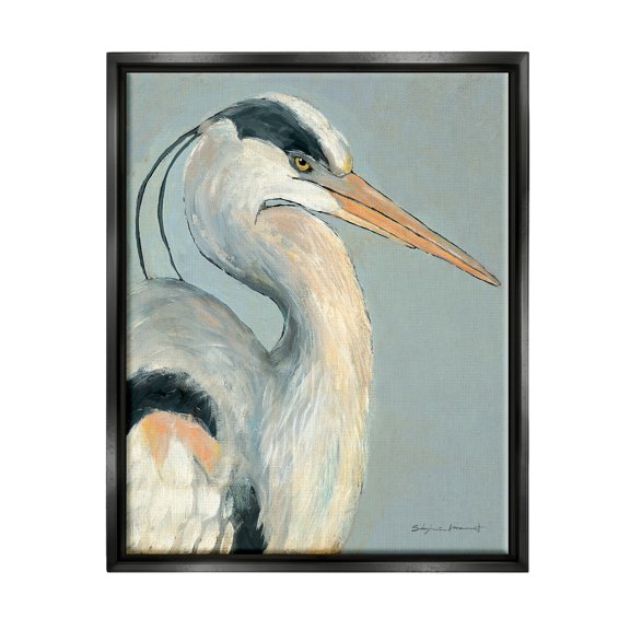 Stupell Egret Bird Wildlife Animal Portrait Animals & Insects Painting Black Floater Framed Art Print Wall Art