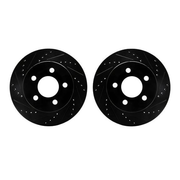 Dynamic Friction Company Front Brake Rotors-Drilled and Slotted-Black 8002-42012