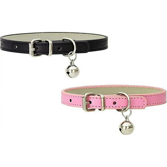 2 Cat Collars, Cat Collar, Adjustable Cat Collar, Leather Cat Collar, Adjustable Cat Collar With Metal Buckle And Bell