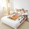 thumbnail image 3 of Erosebridal Kids Cute Capybara Fruit Orange Bed Sheets 4pcs,Floral Tree Leaves King Sheets For Boys Girls,Breathable Home Decor, 3 of 5