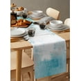 thumbnail image 6 of Table Runner Dresser Scarves 48 Inch Long, Modern Minimalist Graffiti Artwork Linen Dining Table Runners Teal Gray White Oil Painting Tabletop Scarf for Wedding Holiday Party Kitchen, 6 of 7