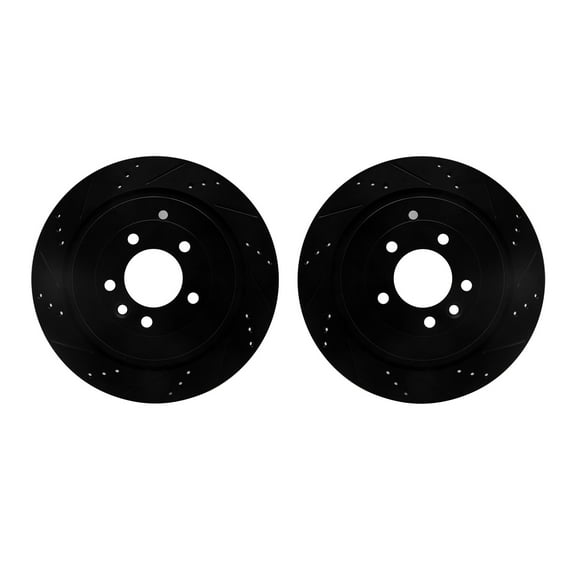 Dynamic Friction Company Rear Brake Rotors-Drilled and Slotted-Black 8002-11029