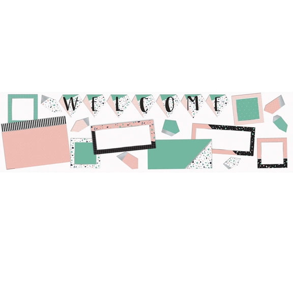 Eureka ''Welcome'' Pink and Green Confetti Pattern Back to School Bulletin Board Set 22 Pieces