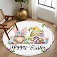 thumbnail image 2 of Round Rugs 5 Ft, Happy Easter Non Slip Area Rugs for Kitchen Bedroom Entryway, Watercolor Gnomes Eggs Flowers Botanical Spring Washable Carpet Runner Rug Floor Mats for Bedroom Home Decor, 2 of 8