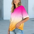 thumbnail image 5 of WRKEKC Short Sleeve Shirts for Women, Summer T-Shirts for Women, Women's Trendy Casual Short Sleeve Gradient Printed Pocket Ladies Round Neck Blouse, 5 of 8