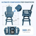 thumbnail image 2 of SERWALL HDPE Outdoor Swivel Bar Chairs Set of 2, Bar Height Adirondack Barstools, All Weather Pub Bar Chair, Blue, 2 of 4