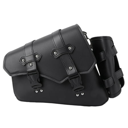 

1pc Motorcycle Side Bag Hanging Bags Tool Bag with Water Bottle Bag Motorcycle Swingarm Bag (Left Side Quickily Disassemble Buckle Style Black)